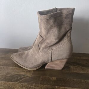 Dolce Vita Taupe Suede Slouch Ankle Booties